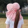 Wide-Brimmed Picking Tea Hat Flower Neck Protection Hat Sun Hat Sunshade Shawl Cap  Spring