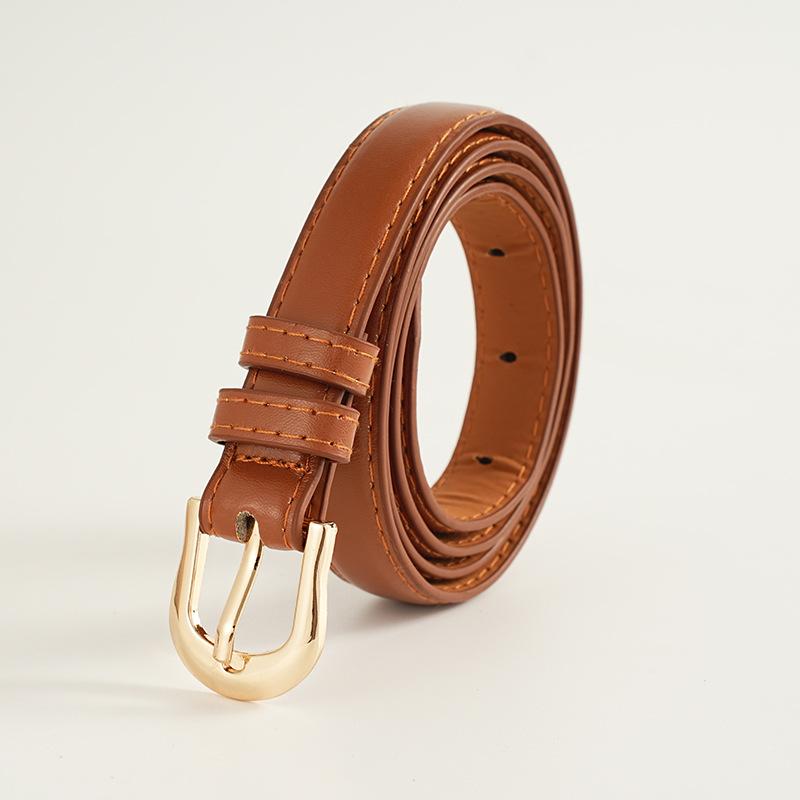 

Повседневный ретро женский ремень из искусственной кожи в сочетании с брюками от костюма, модный простой ремень с пряжкой-булавкой для студентов и джинсов, тонкий ремень 105cm