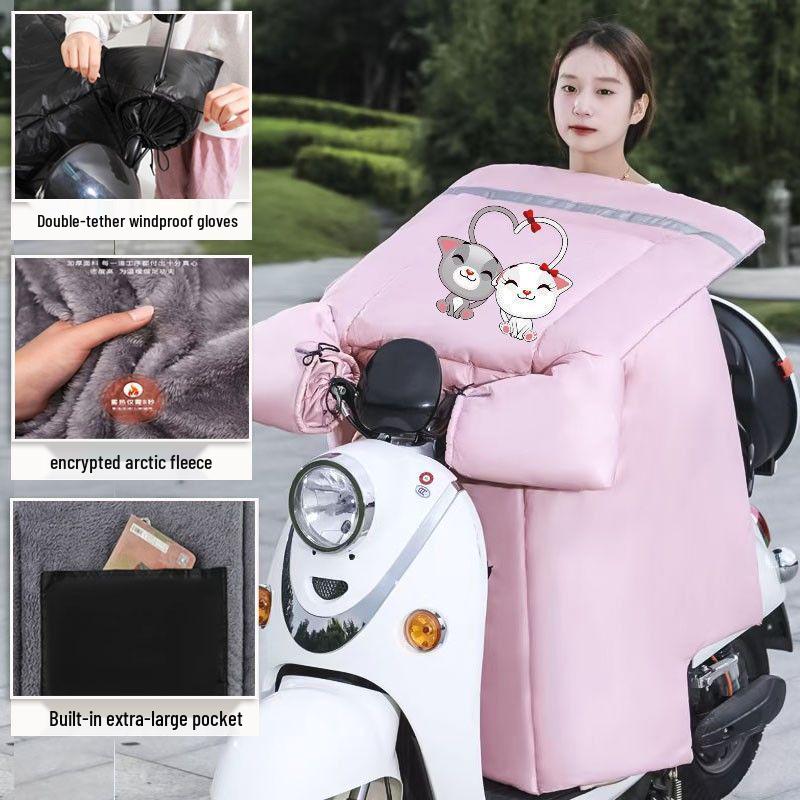 Extra Large Electric Vehicle Windshield & Motorcycle Knee Pads - Fleece Lined, Waterproof, Windproof & Battery Heated