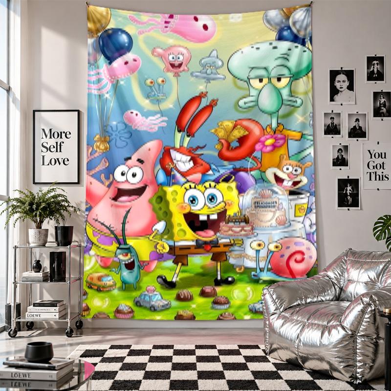 Wall TapestrySpongeBob Football Art Hanging Cloth Decorative Background Cover for Room Decoration