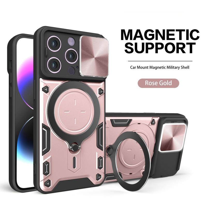 

Luxury Shockproof Case For iPhone 16 15 Pro Max Plus Slide Lens Protector Multi Function Hard Armor Case Funda For iPhone 15