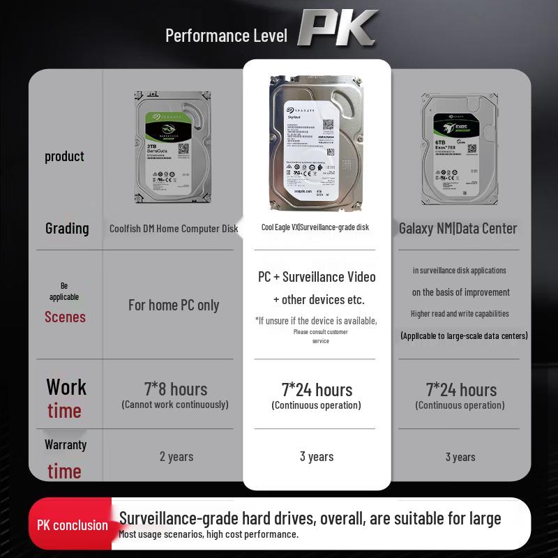 Hikvision Seagate 3.5-inch SATA Surveillance Hard Drive CN Plug (adapter Included)