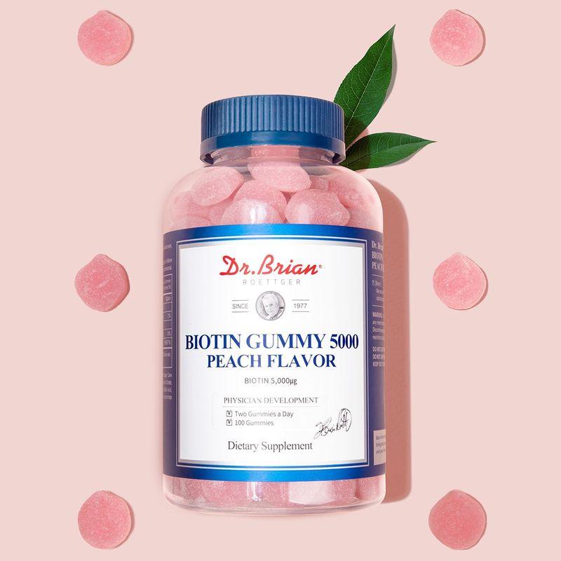 Dr. Brian Biotin Gummibärchen 5000, Pfirsichgeschmack, 100 Stück x 2