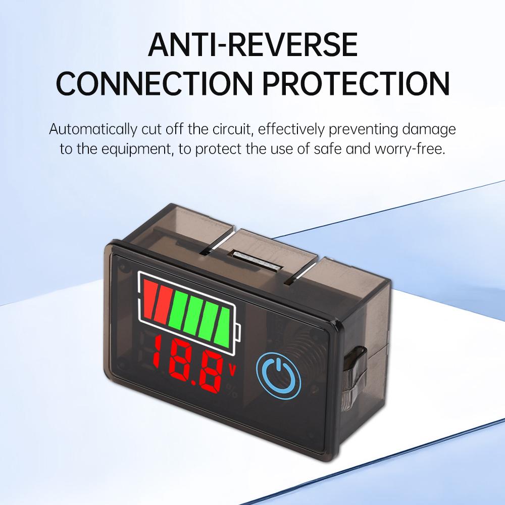 2-wire Digital Voltage Indicator Acid Battery Lithium Universal with Touch Switch 8-100V  Lithium Battery Capacity Meter Tester