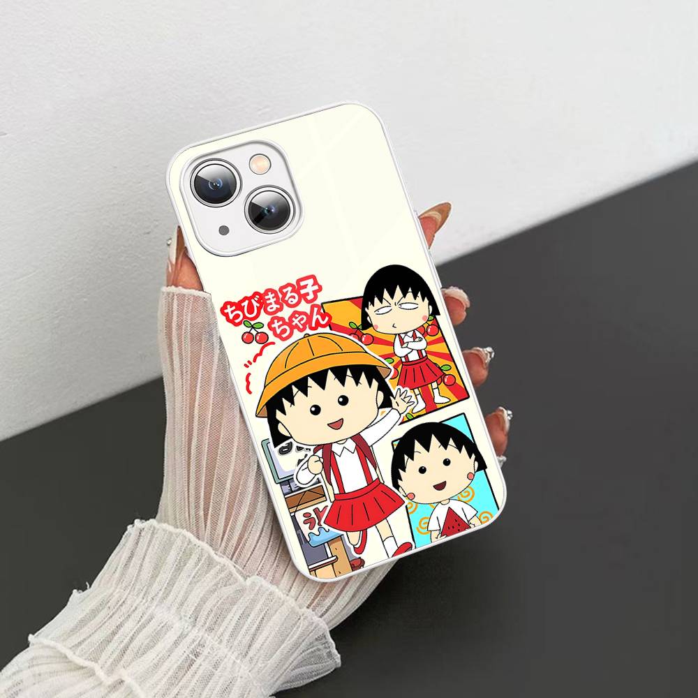 Catoon Chibi M-Maruko ChanS Tempered Glass For Iphone 14 13 12 11 Pro Mini XS MAX 14Plus X XS XR Fundas