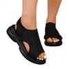 Leichte Damen-Sandalen mit offener Zehenpartie aus Strick-Netzstoff, atmungsaktive Slip-On-Schuhe für den Alltag mit gepolsterter Sohle und flexibler Laufsohle