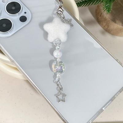 Flocking Star Phone Chain Snowflake Charm Hanging Rope Anti-Lost Lanyard Bag Decor Pendant Christmas Gifts