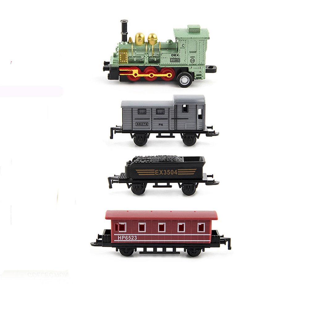 Autospielzeug 4 Stück Simulation Retro Dampflokomotive Legierung Maßstabsgetreues Modell Trägheits-Rückzieher Lernspielzeug für Kinder