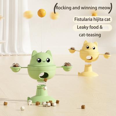 Cat High and Fun Slow Food Educational Toy Ball Fun Cat Stick Cat Turntable Spring Spin Leaky Food Ball Pet Supplies