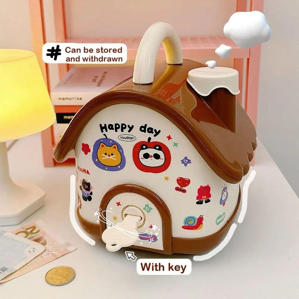 Large Capacity House Piggy Bank With Key Lock Children Money Boxes Creative Toy