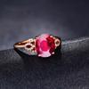18K Rose Gold Plated Pigeon Blood Red Tourmaline Open Ring with Diamonds for Women