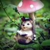 Resin Solar Mushroom Lamp Cute Animal Statue Light Desktop Decoration Rabbit Lawn Lamp  Flowerpot