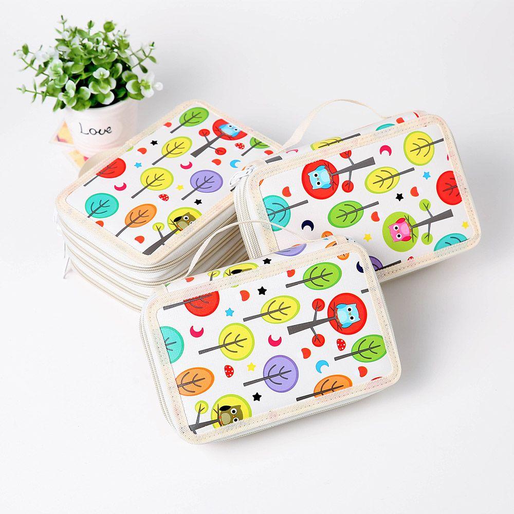 Multifunction Oxford Cloth 32 Holes Color Pencil Stationery Box Storage Pen Bag Pencil Case