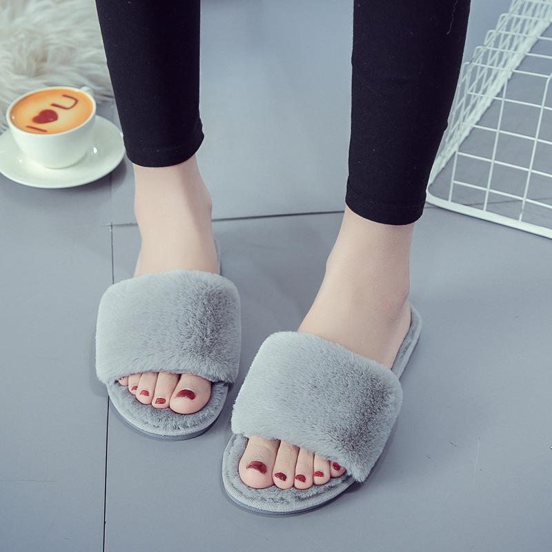 Cotton slippers autumn and winter open toed plush one line mop for living, indoor floor mop, comfortable soft bottom