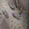 Cyansea Hot Stamping Blue Flower Feather Fan Nail Stickers