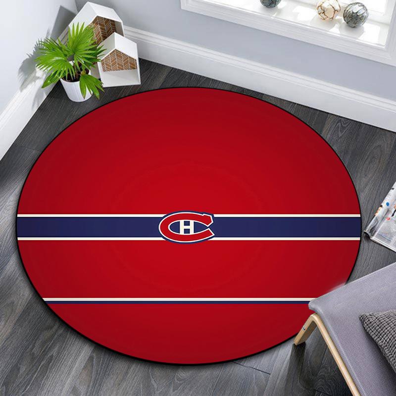Tappeto Rotondo Montreal Canadiens, Tappeto per Soggiorno Camera da Letto Divano Sala Giochi Decorazione, Tappetino Antiscivolo