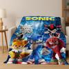 Classic S-Sonic Cartoon Game Flannel Blanket Soft Warm Throw Blanket for Bed Bedroom Living Room Travel Picnic Office Gift Kids