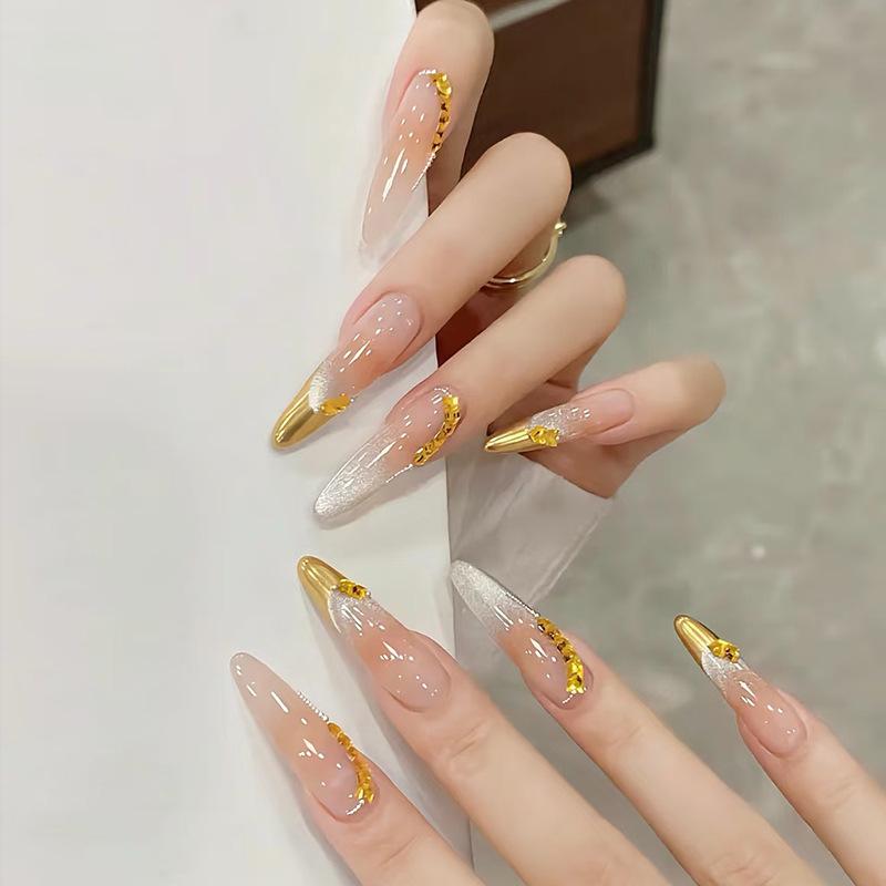 Abnehmbare Ballerina-Kunstnägel, tragbare Kunstnägel, Katzenaugen-Nagelspitzen, Maniküre-Werkzeug, Aufdrücknägel