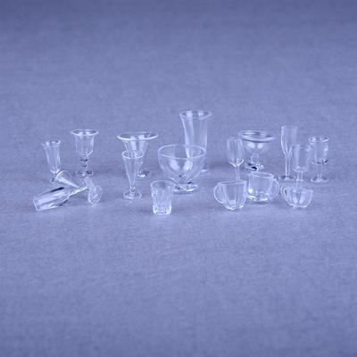 Set da 17 Pezzi di Tazzine da Gelato Miniature per Casa delle Bambole Giocattolo Cucina Sala da Pranzo Trasparenti