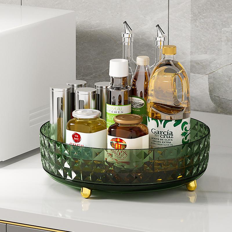 360 Rotation Non-Skid Spice Rack Pantry Cabinet Turntable with Wide Base Storage Bin Rotating Organizer for Kitchen Seasoning