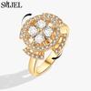 SMJEL Luxury Crystal Anxiety Relief Spinning Fidget Rings for Women Cute Sakura Daisy Rose Flower Rotating Ring Anti Stress Gift