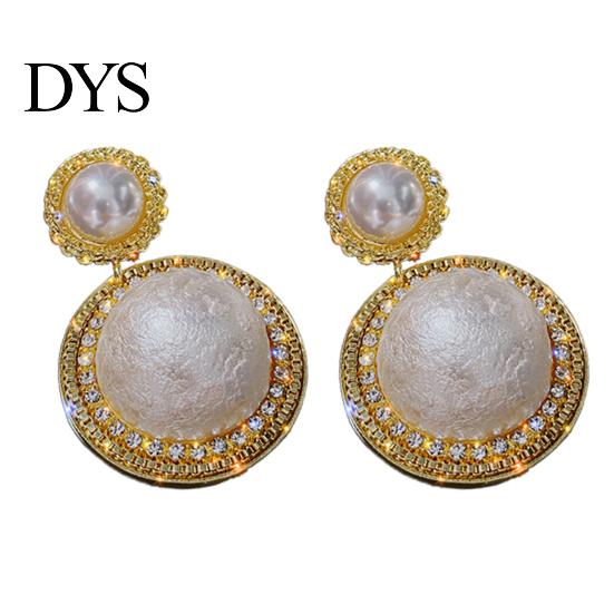 Party Earrings 1 Pair Women Large Faux Pearls Rhinestones Ear Studs Exaggerated Electroplating Korean Style Birthday Gifts