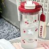 Cute 550ml Water Cup Leak-proof Double Drinking Plastic Cups Large Capacity Carrying Rope Water Bottle Student