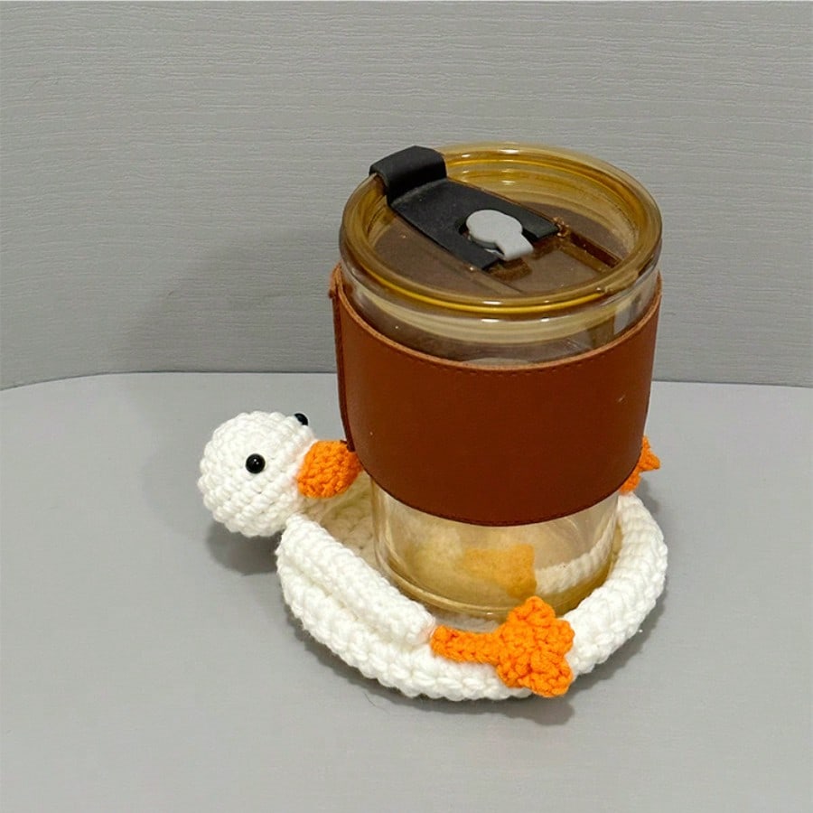 1pc,Crochet Animal Cup Coaster,Handmade Woven Drink Mat, DIY Desk Decor, Housewarming Cup Gift ,Graduation Gift