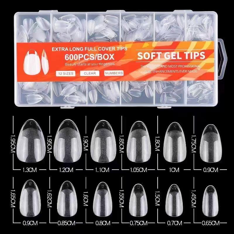 Ultra-Short Trapezoid Almond Nail Tips - Dual-Use, Full & Half Cover, Ultra-Thin, Seamless Design