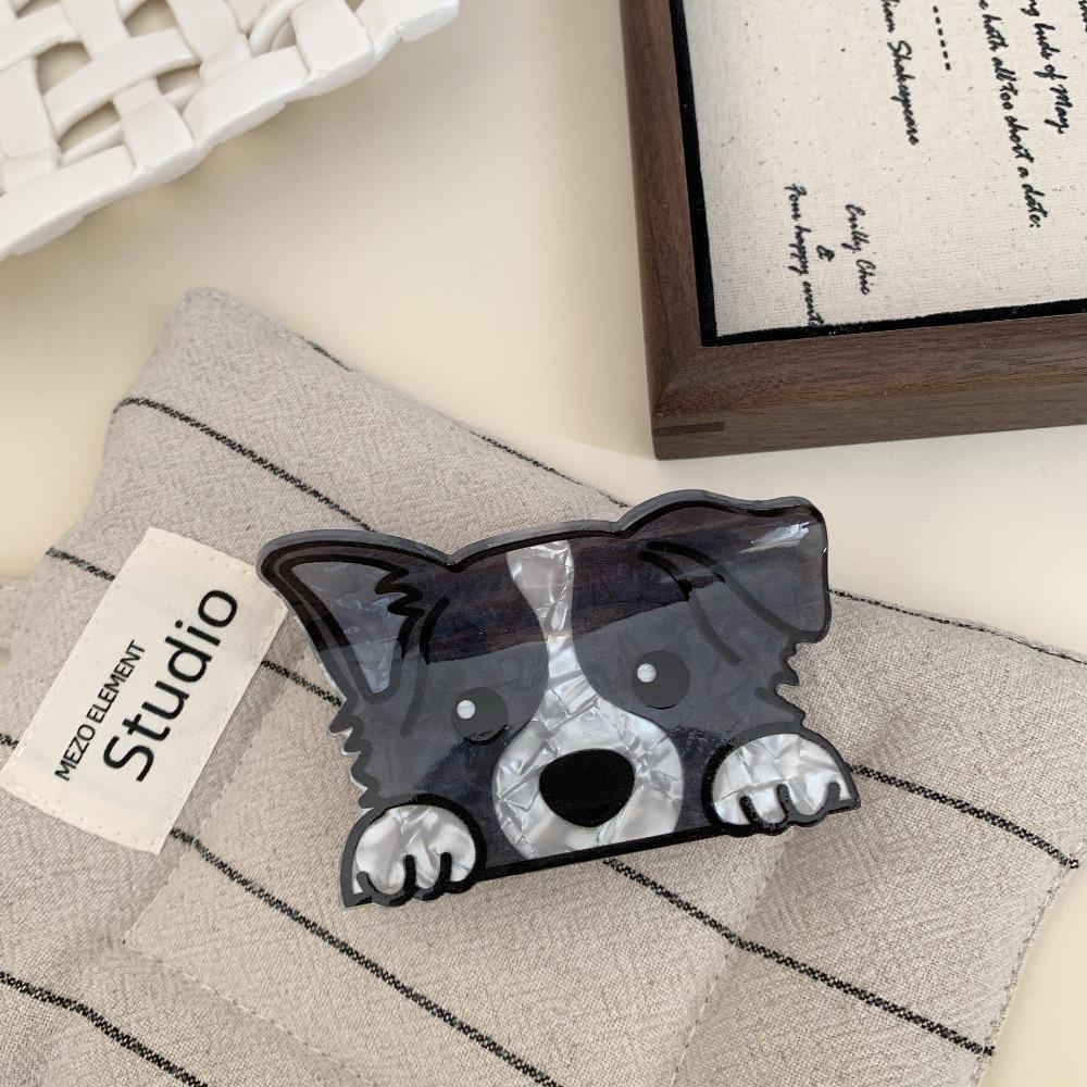 Bulldog Acrylic Cartoon Dog Hair Claw Korean Style Puppy Hair Clip Cute Creative Small Shark Clip Woman