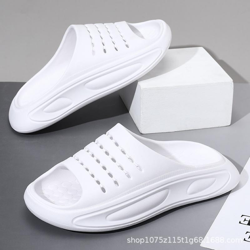 Summer new men's solid color one-word drag thick bottom non-slip wear-resistant fashion simple outdoor beach cool slippers