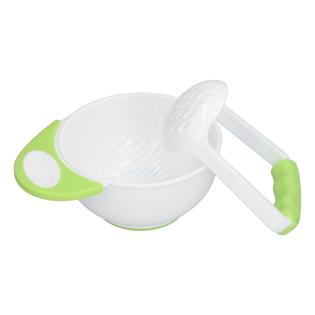 Baby Food Masher Bowl Set Non Slip Long Bowl Handle Fruit Vegetable Puree Mash Bowl with Grinding