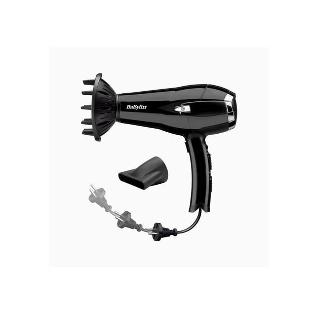 Фен BaByliss D374DE Cordkeeper 2000 schwarz/silber