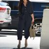 Combinaisons cargo pour femmes, automne, boutons, manches longues, poches, jambes larges, pantalon