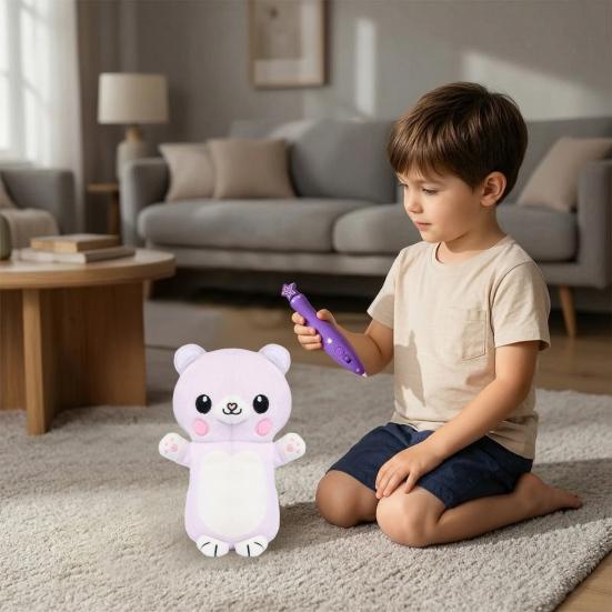Glow in The Dark Stuffed Animal Toy with Light Pen Luminous Fox Rabbit Bear