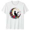 Cat On Moon TShirt Celestial Magic Floral Kitten Tee