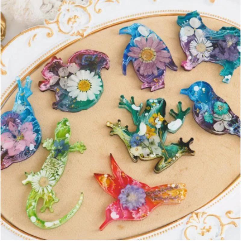 New Creative Shape Handmade Molds DIY Crystal Epoxy Resin Mold Animal Lizard Keychain Mirror Silicone Molds Accessories