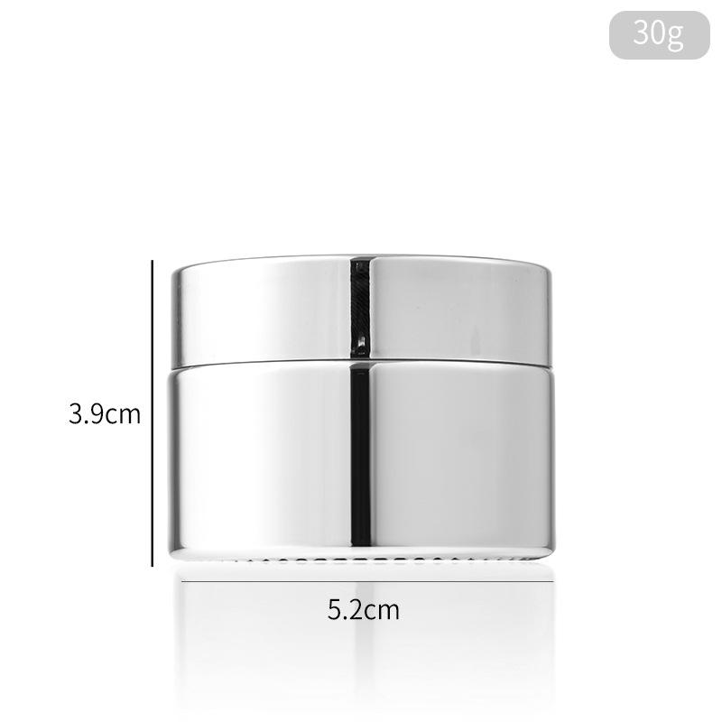 5-50g Glass Cream Jar Silver, Refillable Portable Cosmetic Container for Face Eye Cream Sample