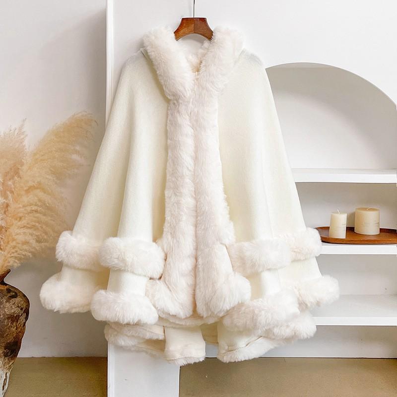 Womens Oversized Knit Cape Coat With