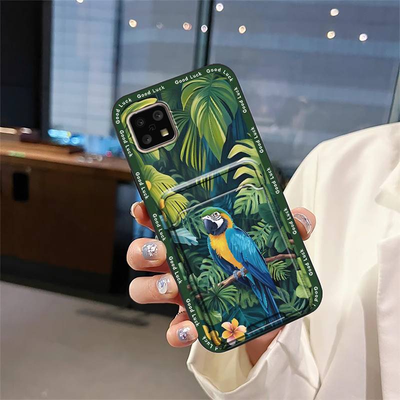Silicone Cute Phone Case For Sharp Aquos Sense4 4G/Sense 5G Shockproof Back Cover Protective Durable Card Slot Graffiti