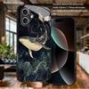 Black Whale Design Tempered Glass Phone Case Suitable for iPhone 17 16 15 14 13 12 11 Pro/Max/Plus Anti Drop and Shockproof