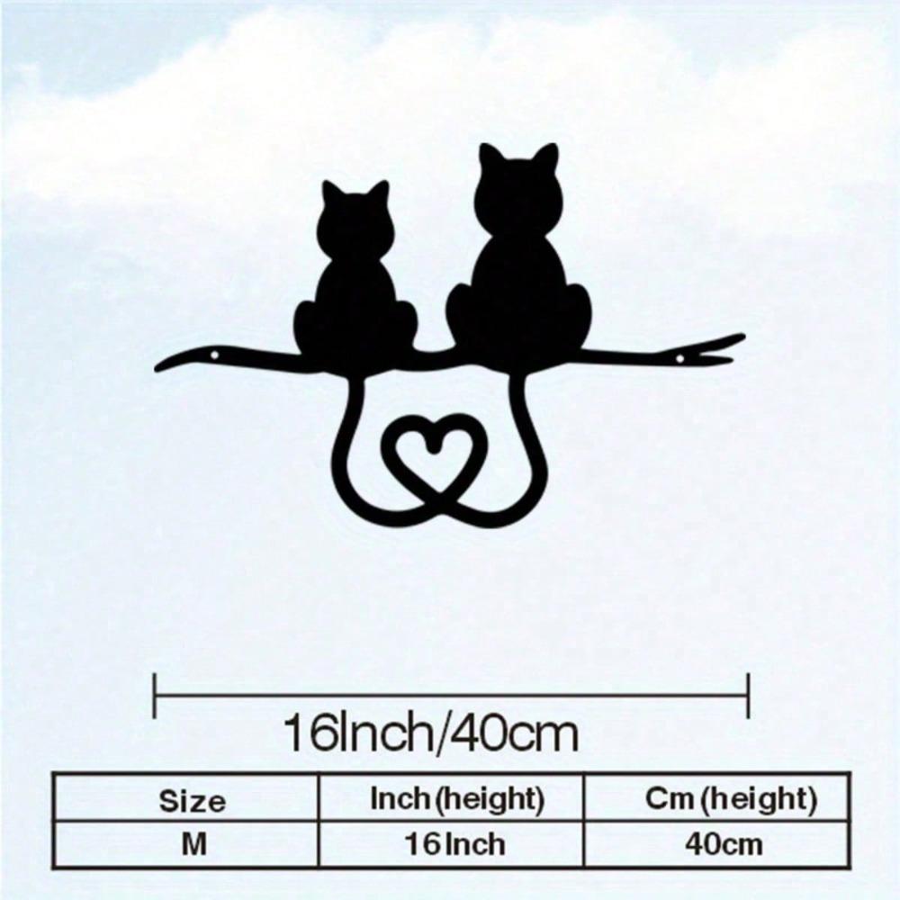 Metall-Wandkunst im Vintage-Stil Weihnachtskatze Rostfreies Eisen Herz-Silhouette Gartenzaun Ferienhaus-Dekoration Geschenk für Katzenliebhaber
