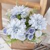 1Pc Artificial Flowers Dahlia Little Roses Combination Wedding Bridal Bouquet Festival Wreath Home Floral Arrangement Room Decor