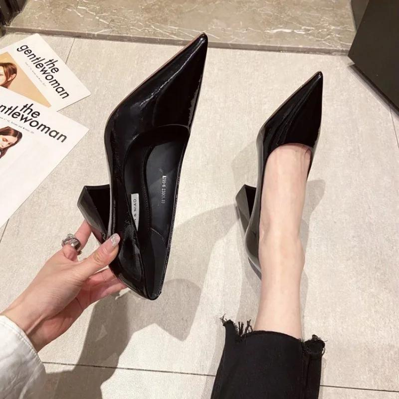 Fashion Pointed Toe With Heel Women's Shoes Blue Non Slip 2025 Trend Lastest Casual Spring Beau Today Quick Delivery On Y2k Ladies Pumps