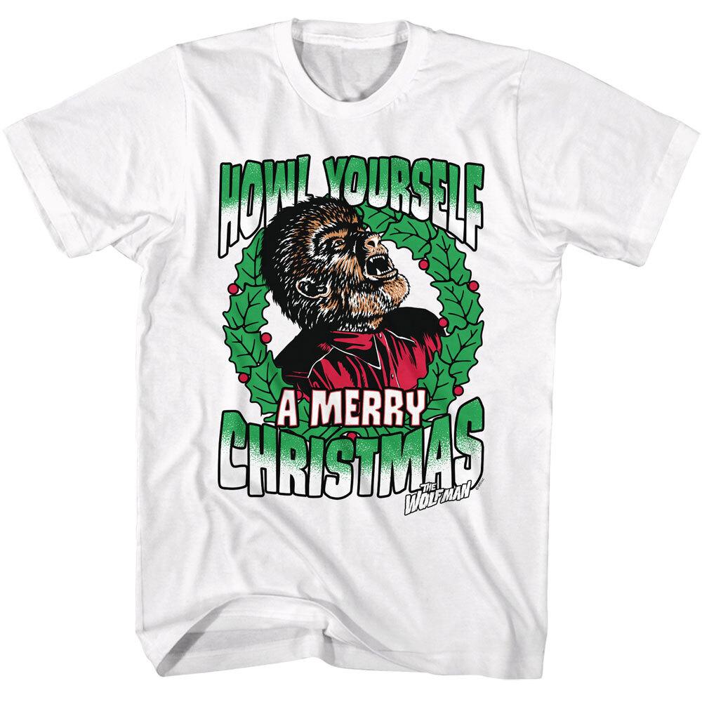 Universal Monsters Movie Wolfman Howl Yourself A Merry Christmas Men s T Shirt Unisex T-Shirt L