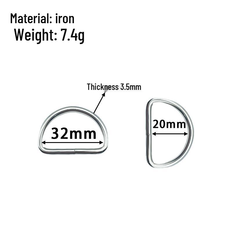 Weldable Half-Round Metal D-Ring Buckle - Iron DIY Bag Hook Accessory