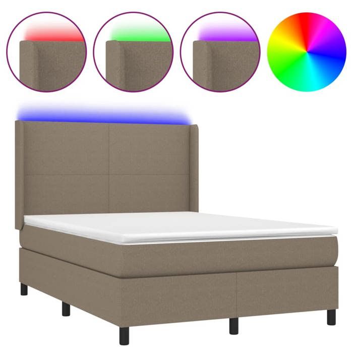VidaXL Slatted Bed Base with Mattress and LED, Upholstered Bed, Double Bed, Adult Bedroom Interior Bed, 3138153