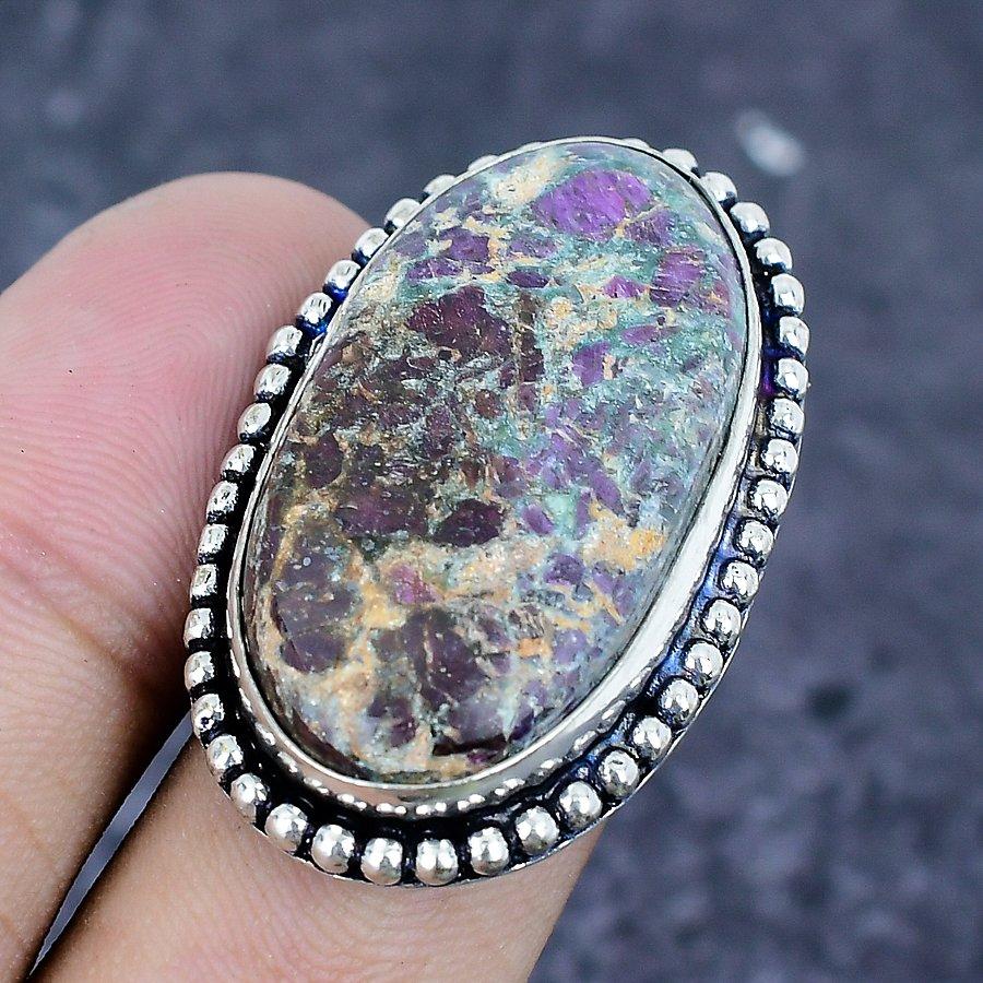 Natural Ruby Fuchsite Gemstone 925 Sterling Silver Jewelry Ring Size 6 r1g55
