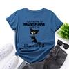 Learning Cats Cotton T-Shirt Short Sleeve Round Neck Women 2d Print Tops