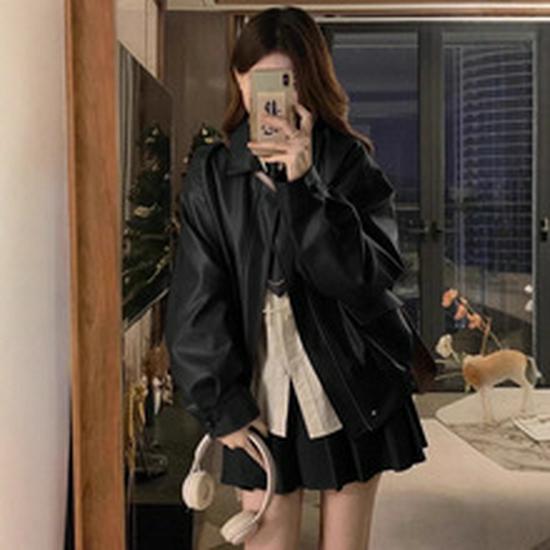 Women's Matte PU Leather Mini Skirt, High Waist A-Line, Slim Fit, Anti-Exposure, Autumn/Winter 2026 Style